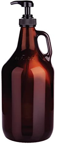 Botella dispensadora de vidrio de medio galón, jarra grande con bomba para dispensador de jabón de lavandería, detergente líquido, suavizante de telas, bomba de jarabe, capacidad de 64 onzas, botella