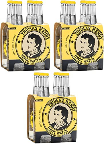 Thomas Henry Tonic Water - erfrischend bitter - (3 x 4 x 0,2 l Glas MW) 3er Set Bitterlimonade zum Mixen deiner Longdrinks und Cocktails mit Gin & Co.
