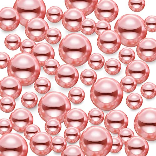 TYEQWT Schwimmende Perlen, 150Pcs Kunstperlen, Floating Pearls, Schwimmende Perlen für Vasenfüller, Perlen Ohne Loch, Kunststoffperlen für Vasen DIY-Basteln Karneval Fasching Deko,8/14/20mm (Roségold)