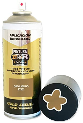 Pintura Spray 400ml imprimacion para madera, metal, ceramica, plasticos/Pintura para todo tipo de cosas y superficies Radiadores, bicicleta, coche, plasticos, microondas, graffiti (Oro Líquido)