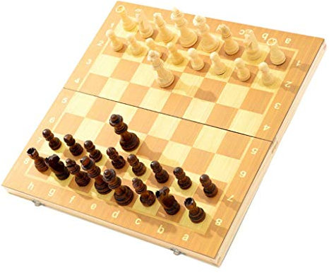 NIVOK Schachspiel-Geschenk Klappbares magnetisches Schachspiel aus Holz mit interner Aufbewahrung Schachbrett-Sammlung Tragbare Internationale Boa