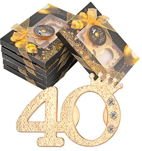 KaGrbves 50 Packs 40 Bottle Openers for 40th Birthday Party Favors Gifts or Souvenirs for Guests 40th Wedding Anniversary Party Favor Gold and Black Theme Party Decorations (40)