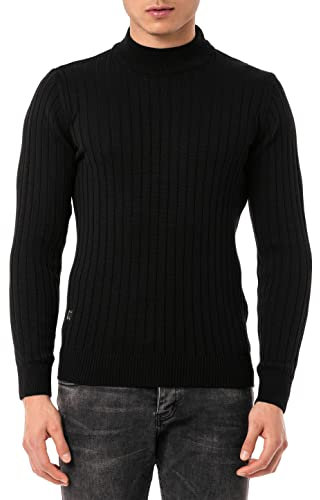 Red Bridge Maglione da uomo con colletto alto, Nero , 2XL