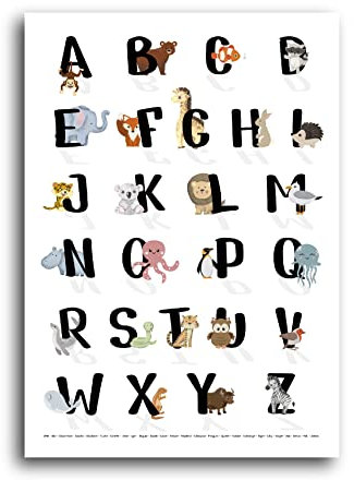 SellerRocket ABC Poster für Kinder – Das gesamte Alphabet in Buchstaben (Großbuchstaben) als praktisches Lernposter – Buchstabenplakat zum Lernen für die Grundschule – DIN A2 (42 × 59,4 cm)