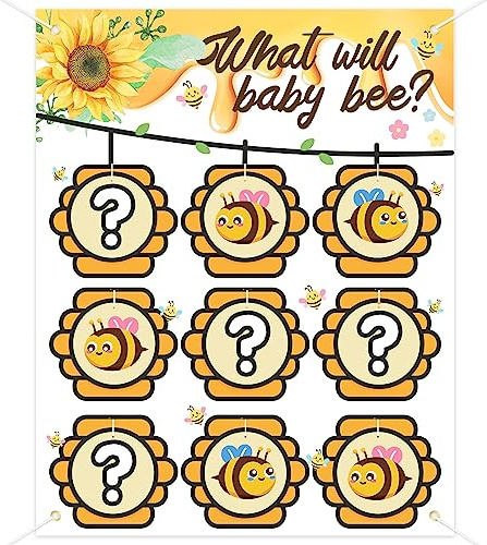 BLOOMWIN Tres en Raya Gender Reveal Neutro - Juego Gender Reveal Revelación de Género Abeja - What will BabY Bee Gender Reveal Party Games Tic Tac Toe Boy or Girl Baby Shower Bebé Niña o Niño