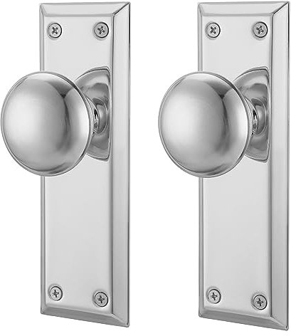 ToPToToo Dummy Door Knob Interior, Inactive Door Knobs for Closet, Antique Bifold Door Knobs Replacement, Single-Side Dummy Old Style Door Handle, Satin Brushed Nickel, 2 Pack