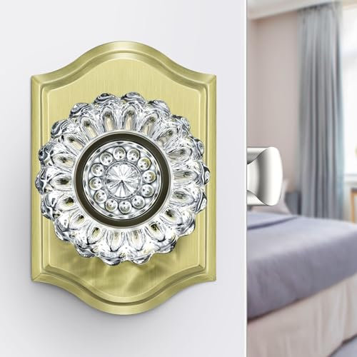 Calzibeno Crystal Door Knobs with Lock, Satin Brass Glass Door Knobs Interior for Privacy Use, Gold Crystal Door Knobs Interior for Bedroom Bathroom, Vintage Glass Door Knob