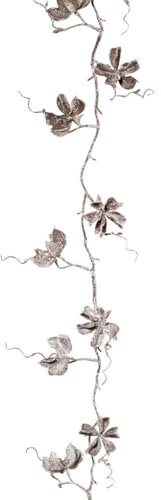 CREATIV green künstliche Baumwollgirlande 130cm I geeiste Girlande Weihnachten mit stilvollen Blüten & Frost I hochwertige Weihnachtsgirlande ideal als Indoor Weihnachtsdeko