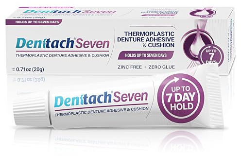 Denttach Seven Denture Adhesive, Thermoplastic Denture Adhesive Up to 7 Days, Extra Strong Waterproof, Secure Denture Grip & Cushion, Refit, Reliner for Upper & Lower Dentures, Comfortable, Zinc Free