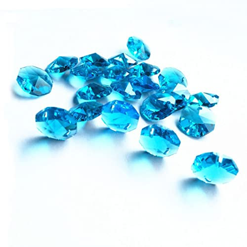 Kronleuchter Kristall Prismen Anhänger 5000pcs/lot 14mm Aqua Blue Chandelier Beads Crystal Octagon Beads with 2 Holes for Crystal Chandelier Lamp Parts, DIY Curtains Beads