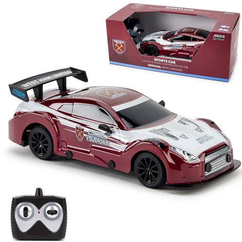 West Ham FC Officially Licensed RC Sports Car, Remote Control Vehicle, 1:24 Scale The Hammers, for Kids & Adults