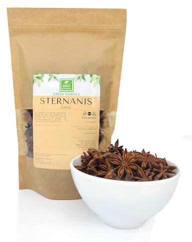 Sternanis ganz Premium Gewürz 100g von der Grünen Essenz – Intensiver Geschmack und Aroma für kulinarische Kreationen - Sternanis ganz natürlich ohne Zusätze - Sternanis für Weihnachtsgenüsse