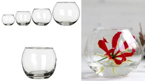 NaDeco Kugelglas im Durchmesser 6, 8, 10 und 12cm wählbar | Kugelvase klein bis groß | Glaskugelvase | Kerzenglas | Glasgefäß rund | Windlicht Glas | Teelichtglas | Dekoglas, Größe:Ø8 h.7cm