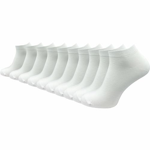 GAWILO Chaussettes basses 100% coton pour femmes (6 ou 10 paires) | Chaussettes courtes sans couture pressante (39-42, Blanc - 10 paires)