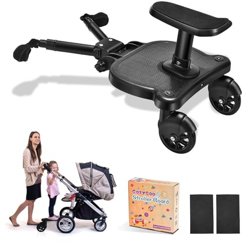 CozyGoo Buggy Board, Trittbrett Mitfahrbrett Universal mit Sitz, Kiddy Board für 2-6 Jahre alte Kinder(Belastung 25 kg), Buggy Board für alle Kinderwagen