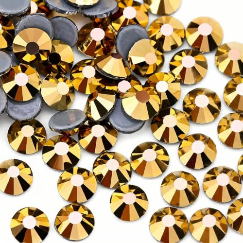 Jollin Strasssteine für Textilien Hot Fix Rhinestones SS12, Gold Hematite | 3.2mm, 2880pcs Stk. Hotfix Glitzersteine Kristalle Glas Strasssteine für Bedazzling, Kleidung, Schuhe, Nägel & DIY Basteln