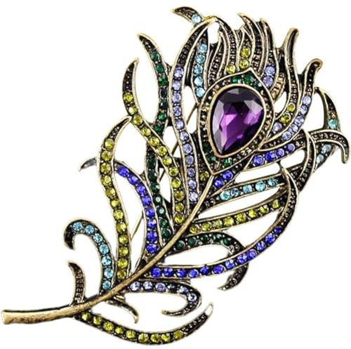 Generic Kristall Pfauenfedern Pins Tier Vogelfedern Anstecknadeln Vintage Broschen Hochzeit Schmuck Zubehör Für Kleidung