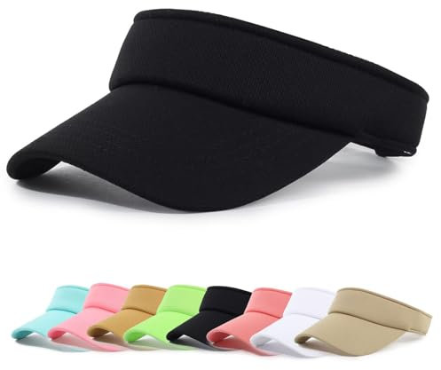 Wioklwe Sun Visor Cap - Women Ponytail Baseball Cap Adjustable Sport Outdoor Plain Cap Golf Tennis Visor Hats for Women Men (UK, Alpha, One Size, Black)