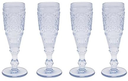 Lesser & Pavey Blue Flutes Glass Set of 4 | Lovely Gift for Women & Men | Designed by Elements | Luxury Wine Glass for Every Occasions