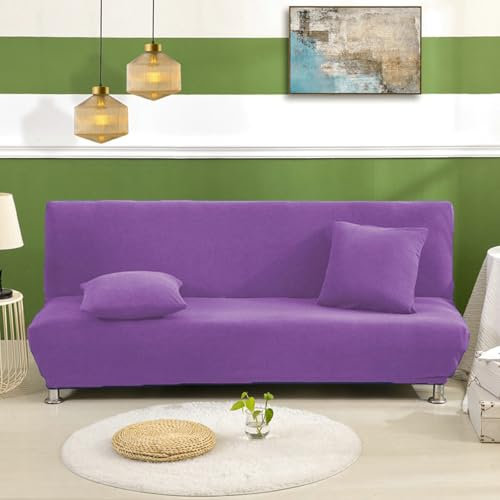 Bishilin Sofabezug ohne Armlehnen 3 Sitzer, Überzug Sofa Ecksofa Violett 195-225CM Modern Einfarbig Couchbezug Eckcouch Stretch Universal
