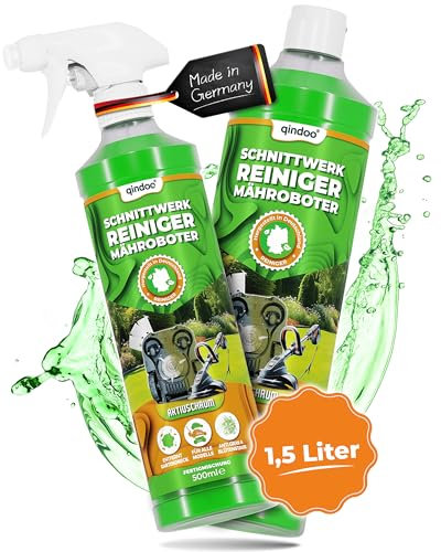 Qindoo Set Mähroboter Reiniger Schnittwerk 1.5 Ltr. Rasenmäher Garten-Geräte Reinigung der Schneidkammer, Grasschnitt