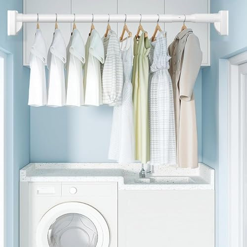 MJBDCVN Tringle de Rideau de Douche télescopique, 40CM-250CM, Tringle Rideau Extensible sans Percage, Barre de Douche pour Salle de Bain Chambre Placard Fenêtres Portes (Size:110-190cm,Color:Blanc)