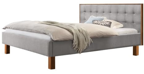 Hasena Polsterbett Noah 25 Wildeiche | Stoff grau 140x200