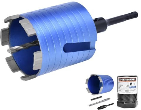 Turbo Diamantbohrkrone 82mm, M16 Dosensenker Kernbohrkrone inkl. Zentrierbohrer | Segmenthöhe 10mm | 6 Segmente | SDS-Plus | Nutzlänge 95mm | Max.2200UPM, für Beton, Mauerwerk, Stein, Glas, Fliese