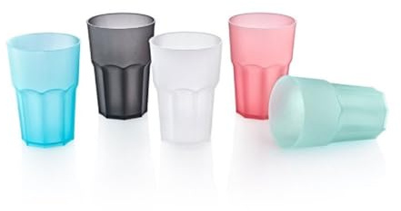COFI 1453 Kunststoff Becher 480ml - GLASSY CUP wiederverwendbar Cocktail/Caipi Design Weiß 10x