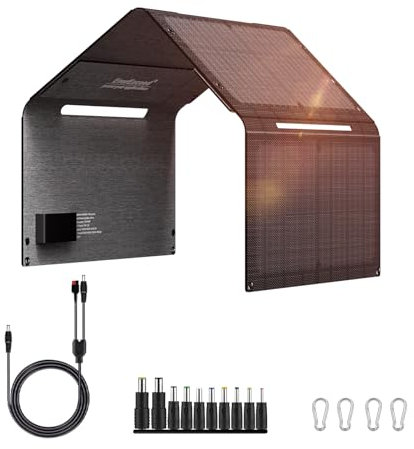 Panneau Solaire Portable 60W, Panneau Solaire Pliable avec sortie USB-A, USB-C et DC, Chargeur Solaire pour station d'alimentation, téléphone, Chargeur Solaire Portable pour camping, randonnée, Voyage
