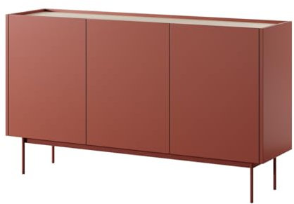 Emporius Kommode 145 cm Laris - Sideboard 3 Türen, Loft, Metallbeine - Rot
