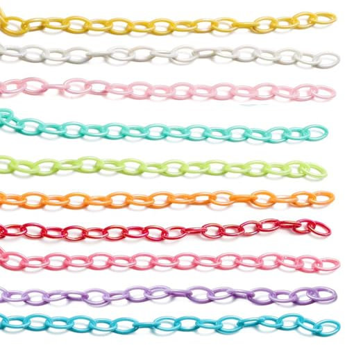 10PCS Plastic Curb Chains,Colors Cable Chain Links,Acrylic Curb Chains For DIY Bag Chain, Cell Phone Chain