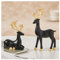 CocMouse 2 Stück schwarze Rentier Weihnachtsdekoration Harzfiguren Hirsch Statuen Elch Skulptur Hirsch Ornamente für Zuhause Büro (Schwarz Gold, 2 Stück)