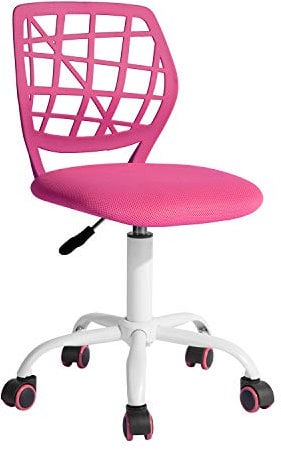 FurnitureR Sedia da scrivania colorata, design moderno regolabile, sedia per computer, sedia girevole senza braccio, cameretta dei bambini, casa ufficio task chair, rosa