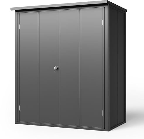GFP Primeyard Armadio da esterno in metallo 156x84x181 cm Casetta da giardino antracite pavimento incluso