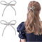 GlamRays 2 Stück Schleife Haarspangen Rhinestone Haaraccessoires Silber Haarschleifen für Frauen Kristall Prom Haardeko Non-Rutsch Juwelierte Knoten Spangen Enten Schnabel Haarbarrettes