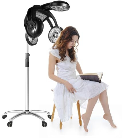 MEHOOSPVN Salon Friseur Trockenhaube 1400W Haartrockenhaube Heizung Trockenhaube Bodenständer für Friseursalon mit Standfuß, 125-160cm höhenverstellbar, einstellbare Temperatur 40-75℃, 60min Schaltuhr