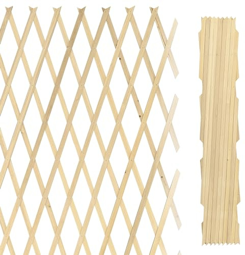 Il Gruppone Passione Casa Traliccio Grigliato Estensibile in Legno Sostegno Muro Parete Verticale Fiori Piante Rampicanti Terrazzi Balcone Giardino Reticolato Fioriera - Naturale - 1x3 Mt