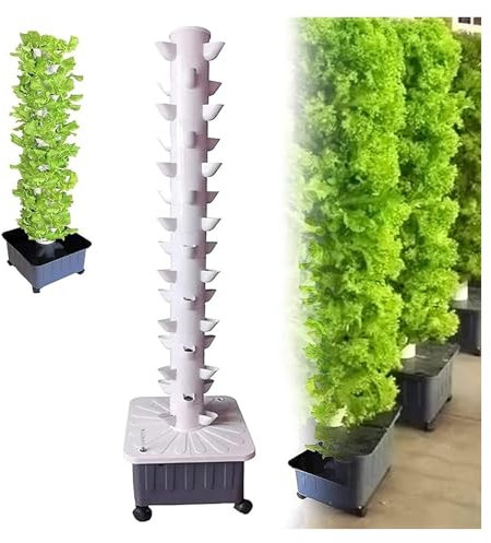 Pink Beryl 45 Holes Hydroponic Growing System, Indoor Growing System, Vertical Growing Tower, Soilless Growing System, for Herbs, Fruits and Vegetables