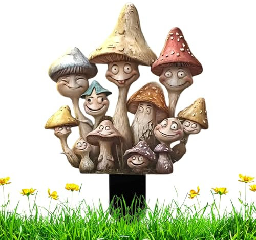 ARTGUTS 2D Gartenstecker, Garten Dekostecker, Garten Deko Draußen, Wetterfeste Gartenornamente, Acryl Gartendekoration Skulptur, Blumentopf Gartenzubehör, für Hof Rasen Terrasse (Pilz)
