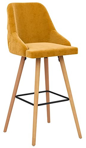 HEFZGDB Barhocker 2 STK. Gelb Samt Bar Stool Barstuhl Küchenhocker Küchenstuhl für Bars Gaststätten Café Wohnzimmer
