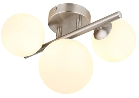 LED Deckenlampe Deckenleuchte Wohnzimmerlampe 3-flammig Silber Metall H 19 cm