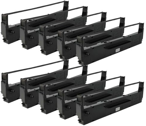 vhbw 10x Farbband Schriftband kompatibel mit Epson LQ500, LQ550, LQ510, LQ570, LQ560, LQ580, LQ570+ Nadeldrucker, Bondrucker - Schwarz
