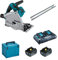 Makita DSP600 PT2J1 2 x 5,0 Ah + Doppellader + Schiene - Akku Tauchsäge 2 x 18 V