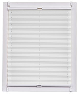 Sunlines Plissee Made in Germany, Tageslicht, Crepes Uni Weiss, Klemmfix, Weisse Schiene, Stoff, Weiß, 125 x 2.3 x 150 cm, 1 Einheiten