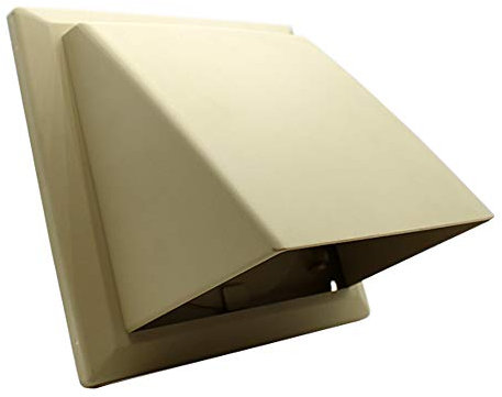 Kair Beige Cowled Outlet Grille 183mm External Dimension with 150mm - 6 inch Round Rear Spigot and Wind Baffle Backdraught Shutter