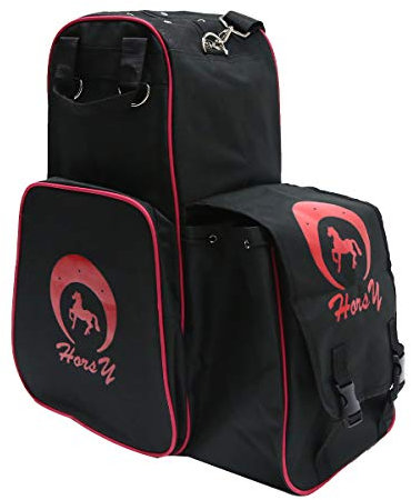 Sport Tent-Reitstiefeltasche Professionelle Reiten Stiefeltasche mit Helmfach Helmtasche Kombitasche Reitstiefel Reittasche Schwarz Schwarz/Rot