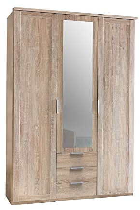 Wimex Nadja Drehentürenschrank-1 Spiegel, Eiche Sägerau-Nachbildung, 58 x 135 x 210 cm