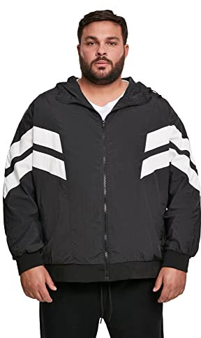 Urban Classics Herren Crinkle Panel Track Jacket Jacke,, per pack Schwarz (blk/wht 00050), Small (Herstellergröße: S)