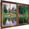 Feeby - Wandbilder Wohnzimmer 120x80 cm, Deko Paneel Bilder, Bilder für Schlafzimmer, Echter Gemalter Effekt, Moderne Wanddeko, Gemälde - Fenster 3D, Häuschen - Grün